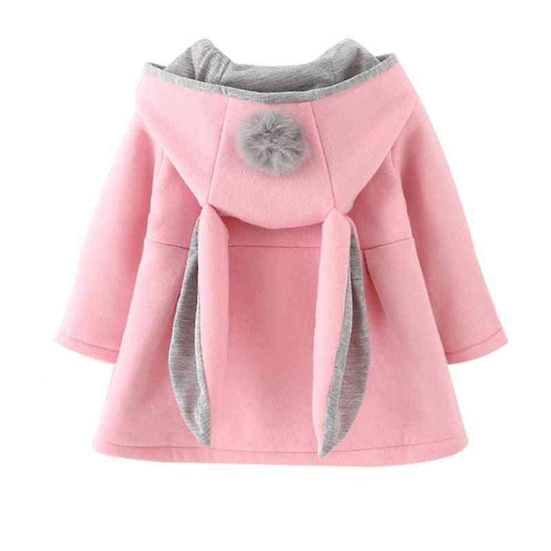 Inverno primavera bebê meninas princesa casaco casaco - orelha de coelho com capuz casual, outerwear para meninas roupas infantis - branco / 3m