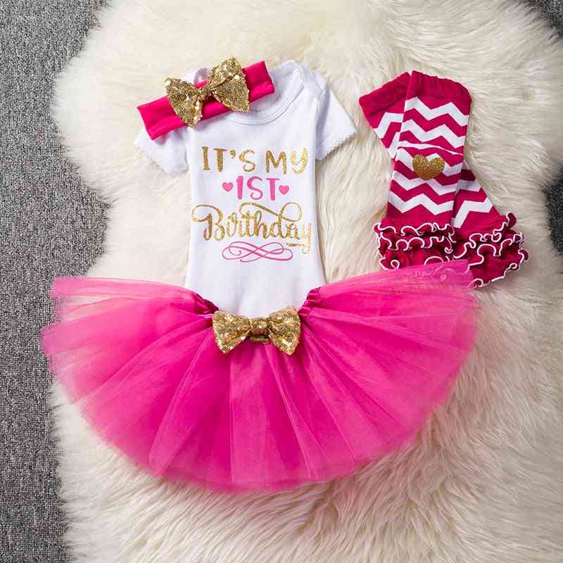 1st Birthday Outfits Baby Girl Clothes, Ballet Skirts With Headband Cotton Romper Suits For Party