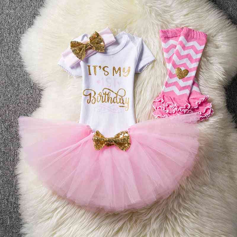 1st Birthday Outfits Baby Girl Clothes, Ballet Skirts With Headband Cotton Romper Suits For Party