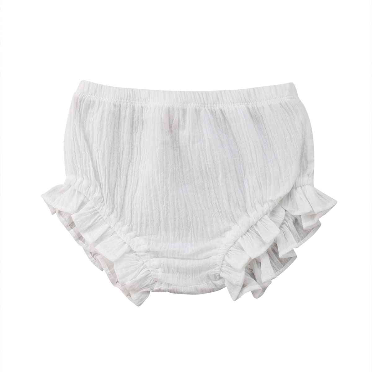 Bebê menino menina babados shorts calças sólidas em pp fralda de algodão cobre calcinhas bonitas