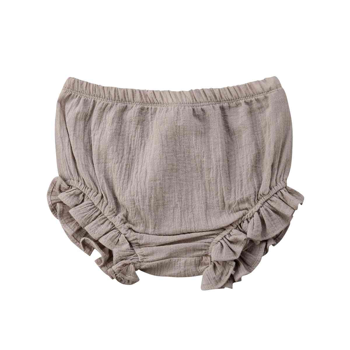 Bebê menino menina babados shorts calças sólidas em pp fralda de algodão cobre calcinhas bonitas