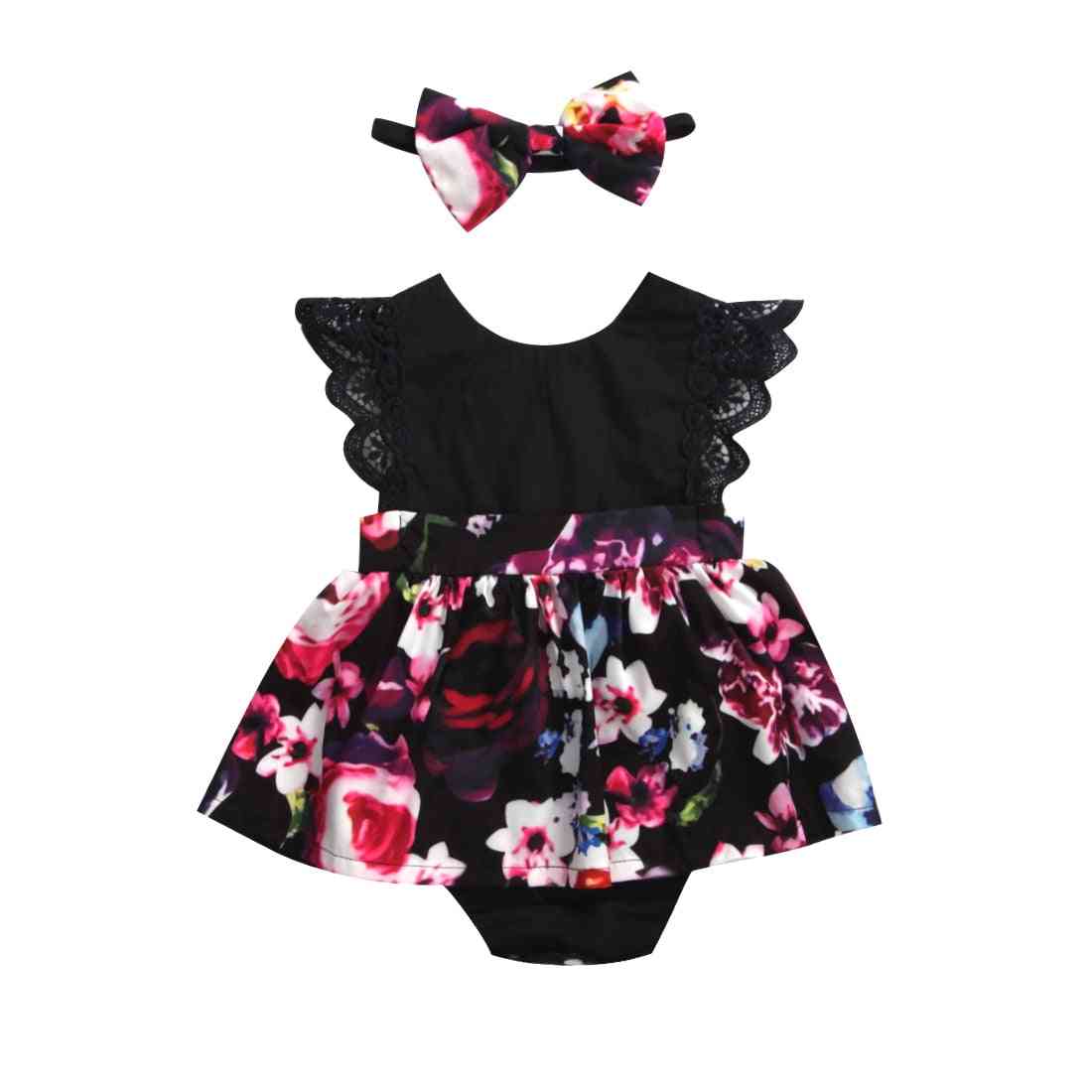 Novorozená dívka romper tutu šaty čelenka květinové oblečení party šaty