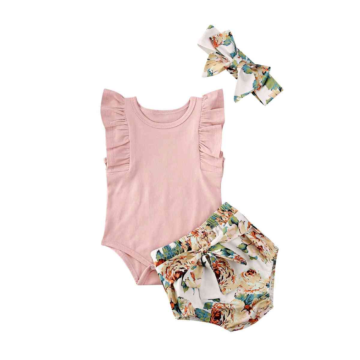 Odjeća za novorođenčad ruffle sleeve romper cvjetne kratke hlače outfit