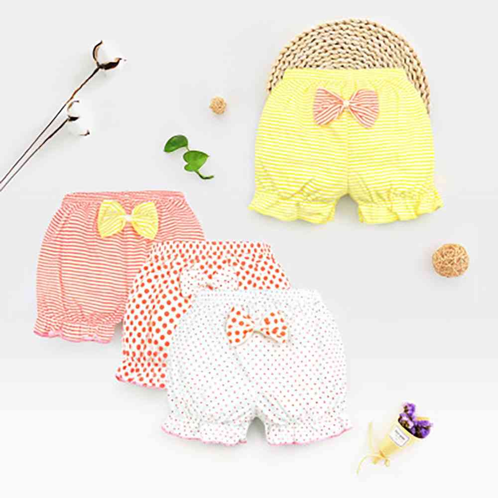 Cueca de bebê para meninas shorts com arco bolinhas listradas, recém-nascido bebê pão calças shorts de verão 0-2a