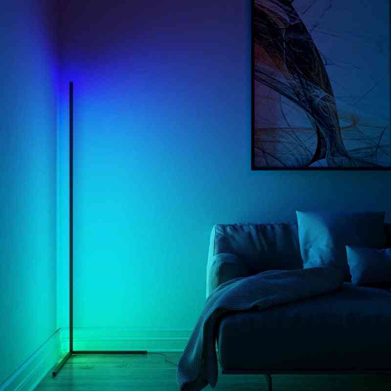Dæmpning sort hvid gulvlampe, moderne RGB fjernbetjening gulvlamper - hvid krop / varm hvid dæmpning