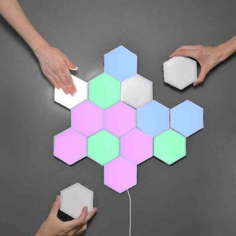 Green Led Honeycomb Quantum Hexagon, Wall Lamp With Touch Sensitive