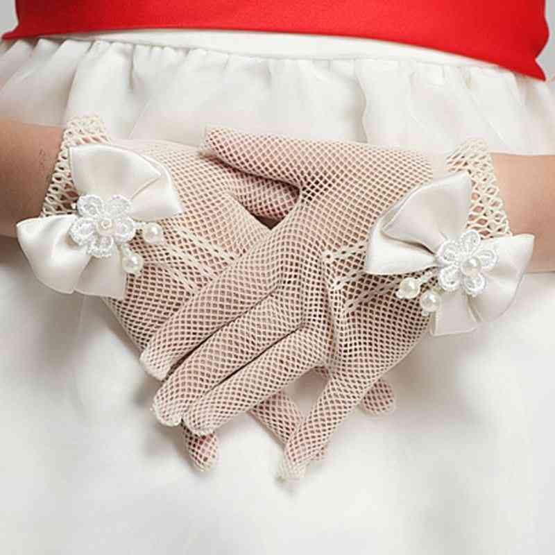 Meisjes bruiloft prinses handschoenen-mesh strik partij, kinderen verjaardag, ceremonie feest accessoires, meisjes prestatie handschoen