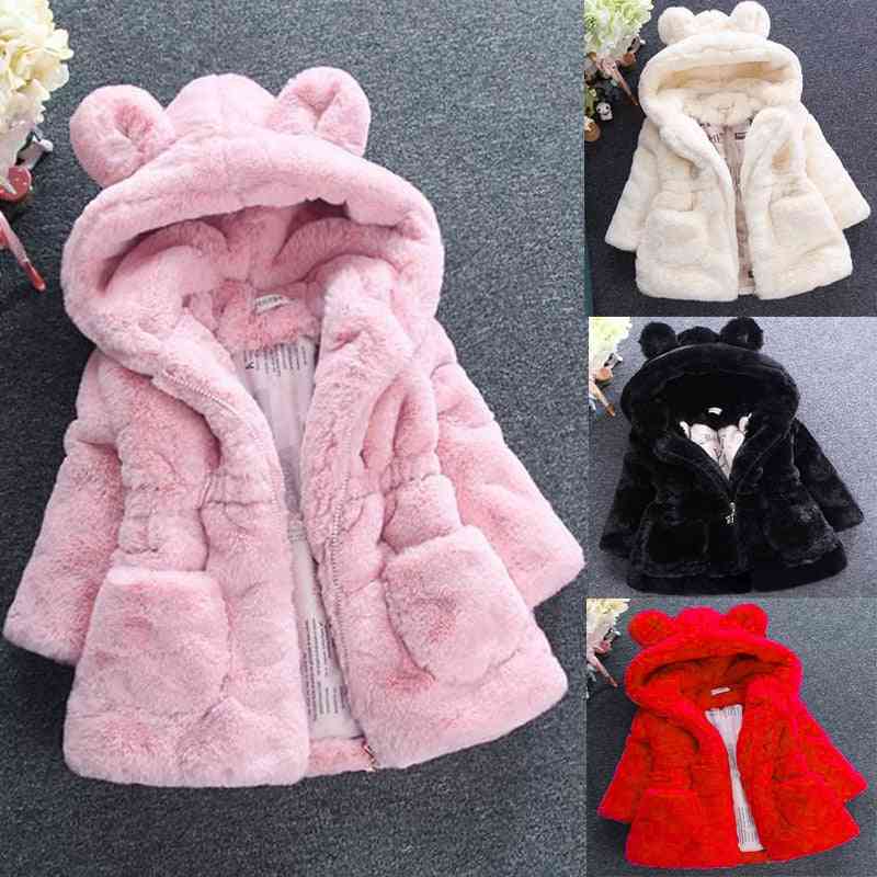 Winter Warm Girl Wool Sweater, Fur Padded Jacket, Big Ears Thickened Quilted Cotton Coat