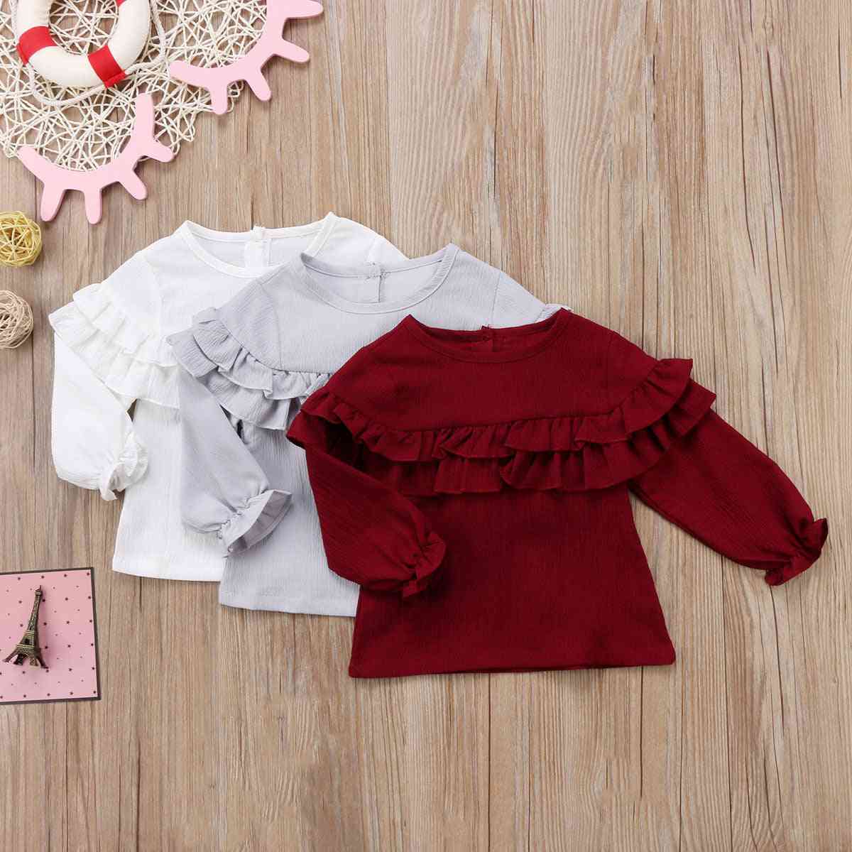 новородено бебе момиче памук волани блуза с дълъг ръкав риза / горнища дрехи
