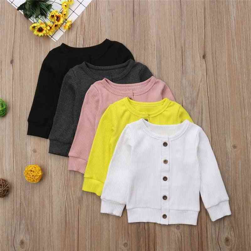 Long Sleeve Button Knitted Tops Sweater - Winter Jacket