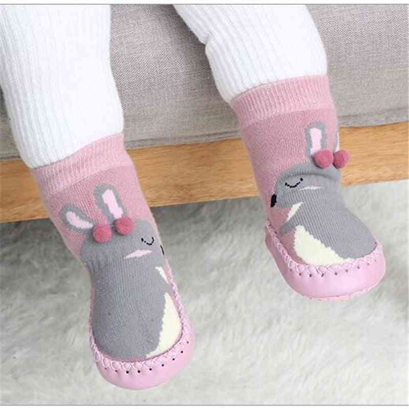 Enfant en bas âge chaussette d'intérieur chaussures nouveau-né bébé hiver épais coton éponge avec semelles en caoutchouc animal infantile drôle