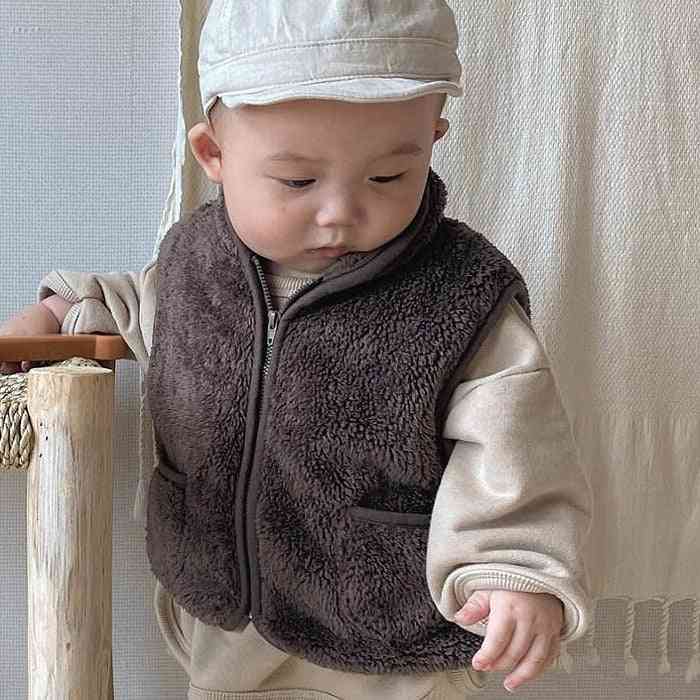 Jesień zima dziecko gruby polar pluszowa kamizelka dziewczyny chłopcy kamizelka bez rękawów odzież wierzchnia dla dzieci kurtka z kieszenią