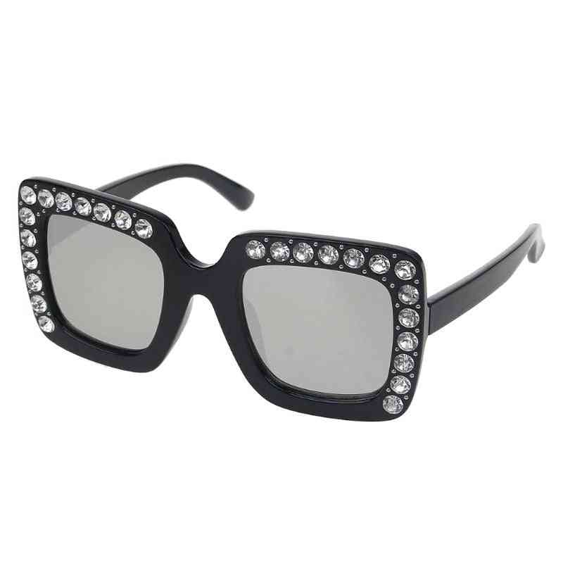 Luksuriøse rhinestone firkantede solbriller