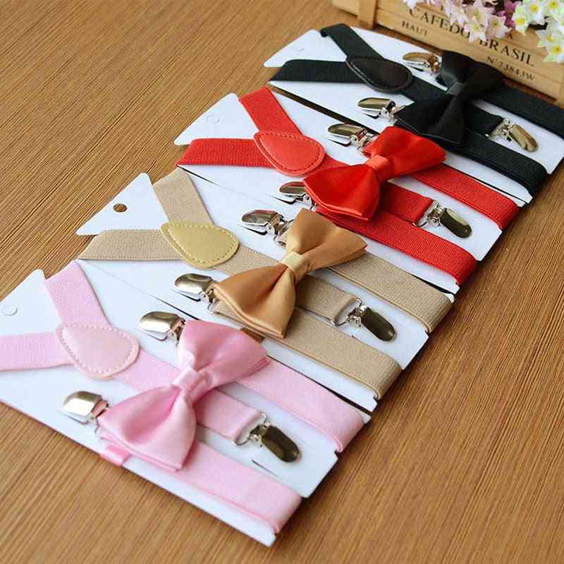 Bretelle regolabili per bambini con bretelle elastiche set di papillon a forma di y clip-on boy girl 3 bretelle a clip per cinghie per cinture per bambini