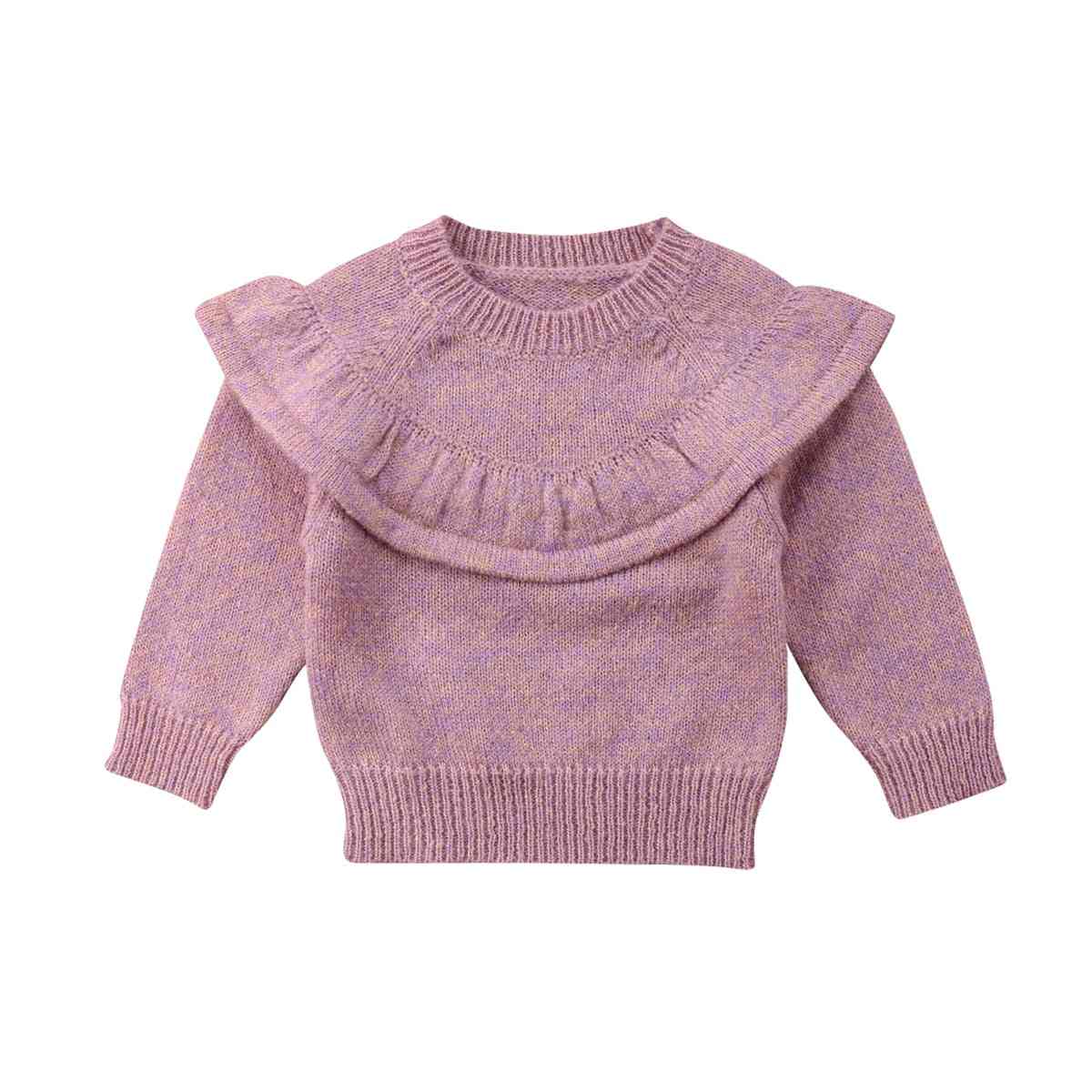 Høst vinter nyfødt baby girl tops ruffle strikket varm genser