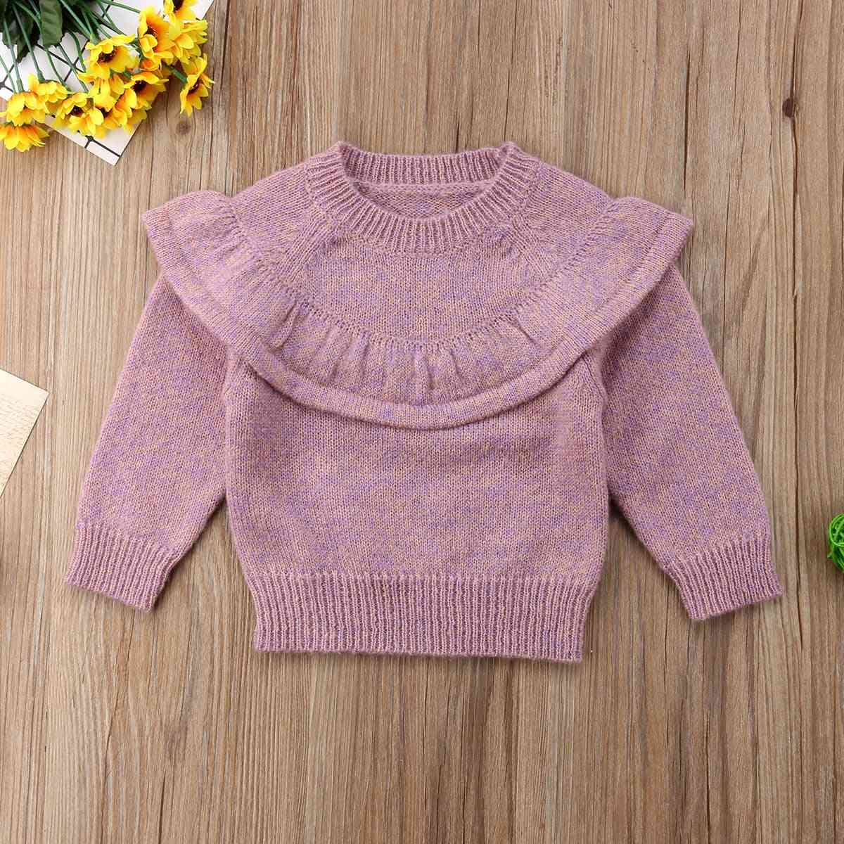 есен зима новородено момиченце горнища рюша плетен топъл пуловер