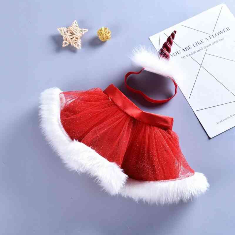 Weihnachten Röcke Säugling Weihnachten rot Tutu Party Einhorn Baby Stirnband Chiffon Foto Requisiten Sets