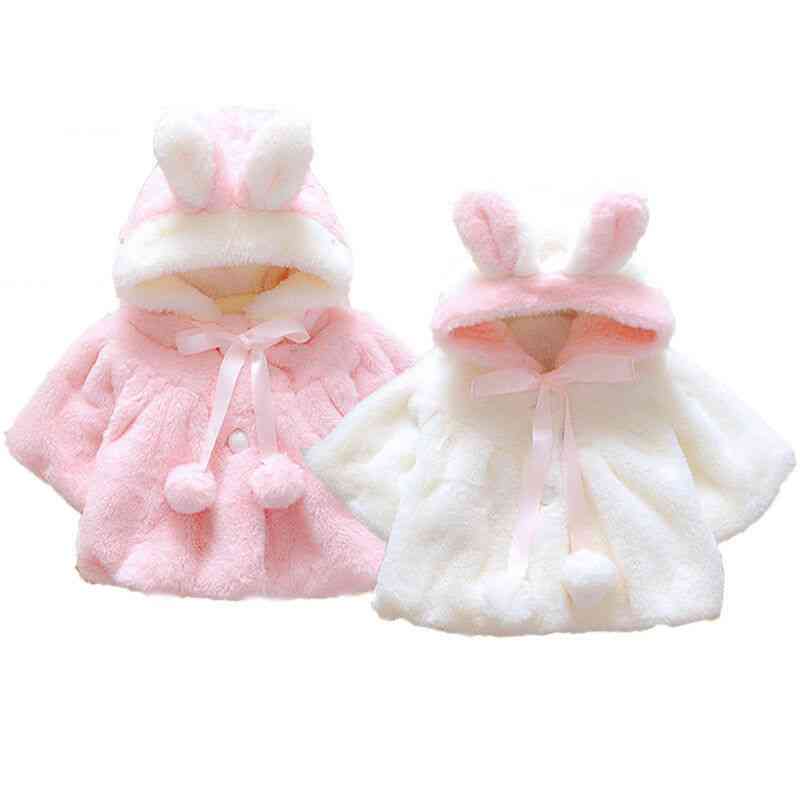Winter baby meisje bovenkleding mantel jas pasgeboren schattige konijnenoren bont warme jas kleding kinderkleding