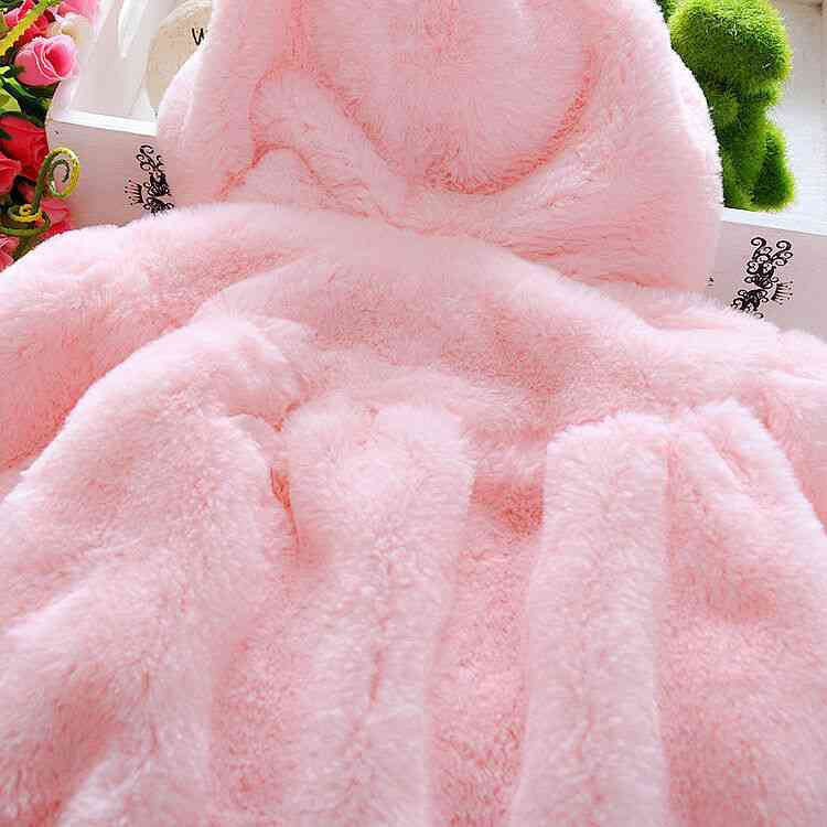 Téli kislány felsőruházat köpeny kabát újszülött aranyos nyúl füle szőr meleg kabát ruha gyerek ruházat