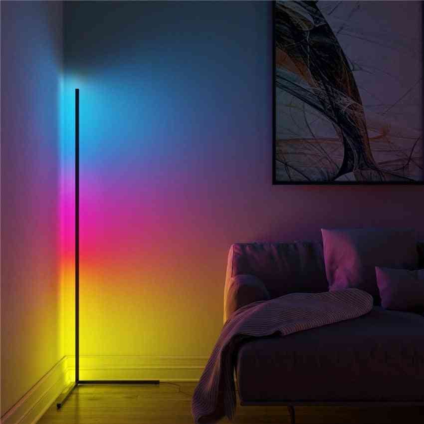 Nordisk fjernbetjening farverig led gulvlampe belysning, moderne hjørne atmosfære stående lampe til hotel soveværelse