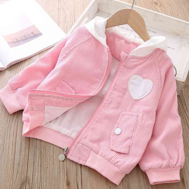 Heart Patch Design, Full Sleeves Hooded Jacket For Kids