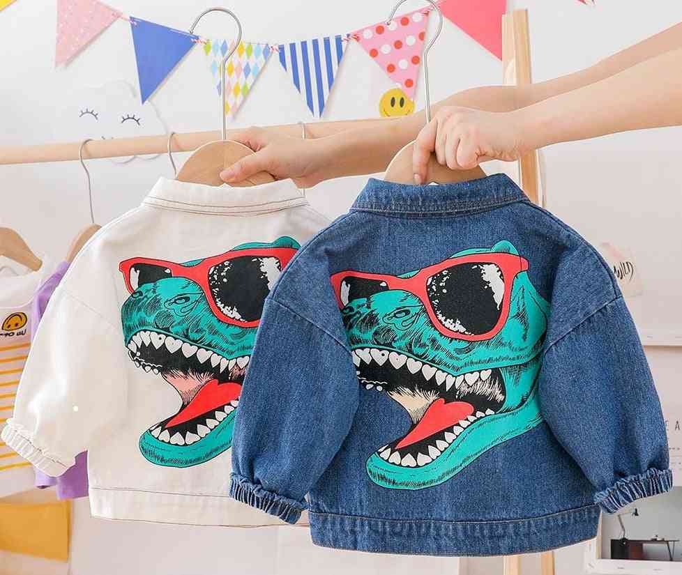 Baby Denim Jacket-coat Children's Clothing With Cartoon Dinosaur Print