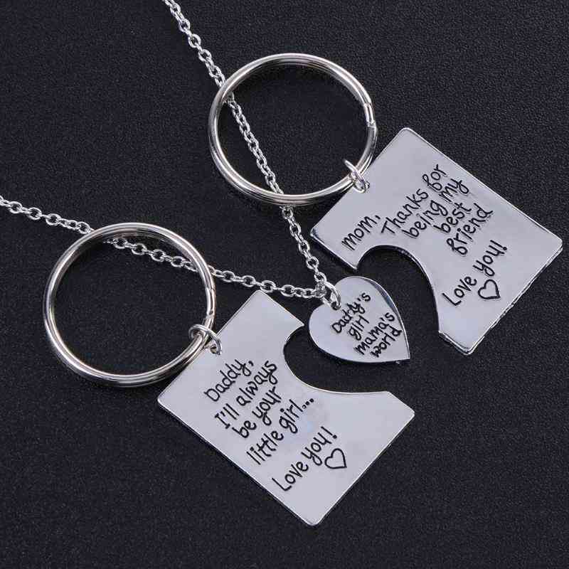 3 pezzi / set daugther, mother, daddy love necklace, titanium steel with simple portachiavi