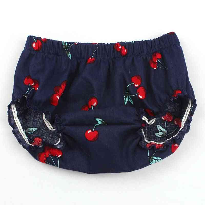 Baby Girl Cotton Cherry Pattern Ruffle Diaper Cover Baby Bloomers Bawełniane szorty Odzież - 1/3m