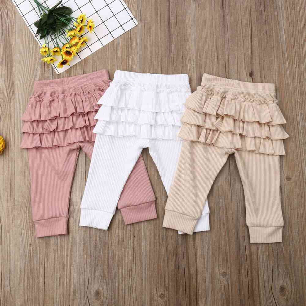 Newborn Baby Girl Ruffle Pants, Solid Leggings Trousers Clothes