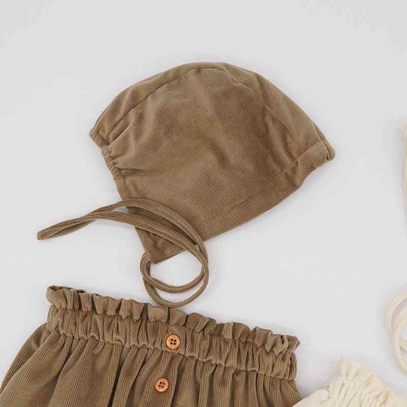 Newborn Baby Warm Short Pants, Bubble Bloomers, Pantalones With Hat