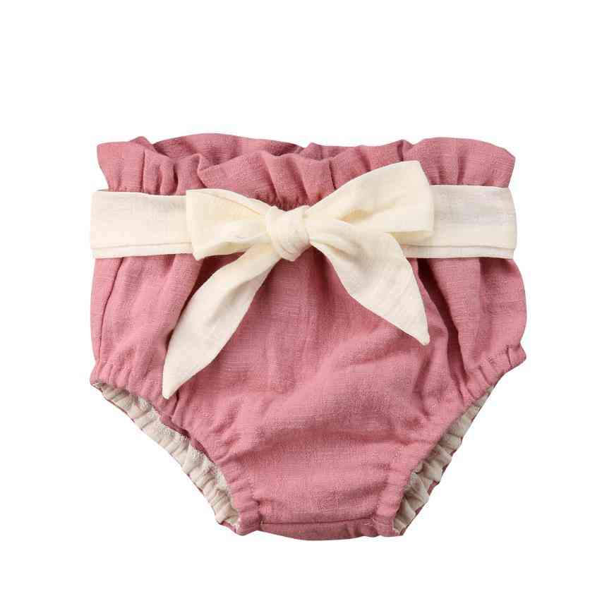 Baby Cotton Linen Shorts Bloomer- Nappy Diapers With Belt