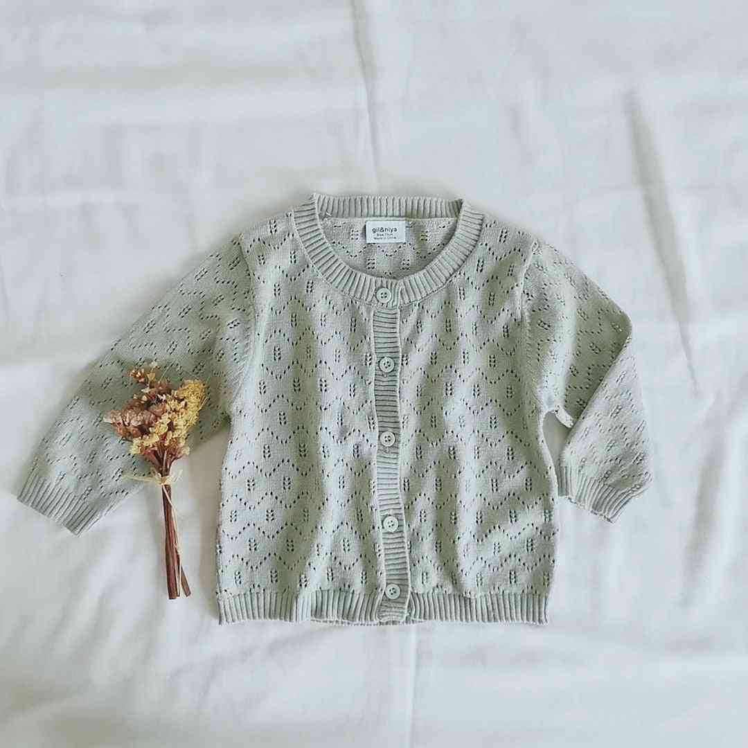 Spring Baby Girl, Hollow Knitted, Long Sleeves Sweater