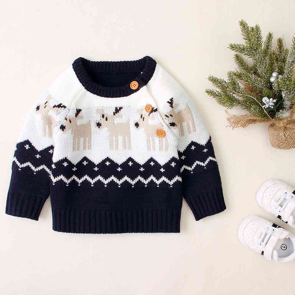 Babies Winter Sweaters-casual O Neck Long Sleeve Knitwear Clothes