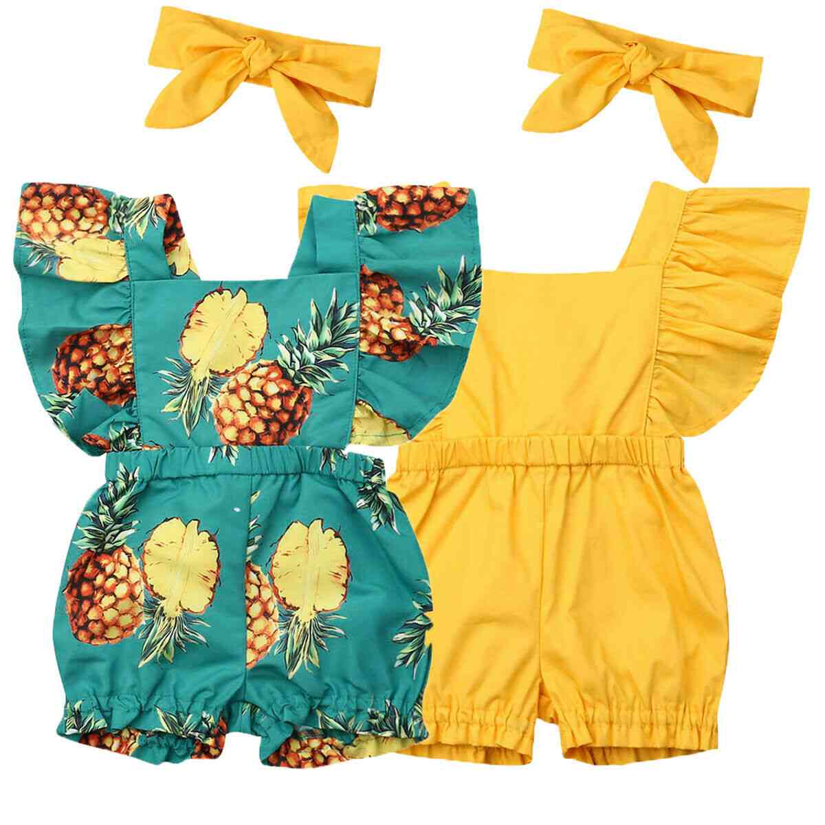 Conjunto de roupas de menina recém-nascida, macacão com babado e macacão de manga comprida