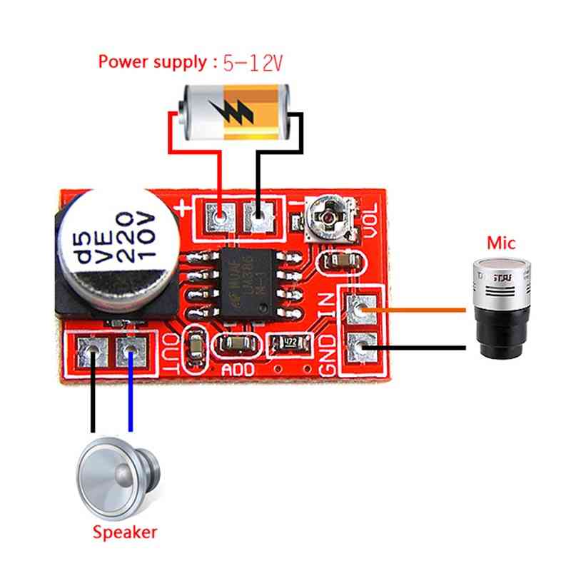 Condensator micro electret dc 5v-12v, placa amplificator mini microfon