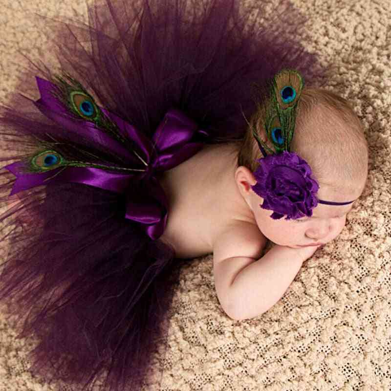 Pörröinen täysi vauvan tutuhame ja pääpantasetti, vastasyntyneet tutus-pikkutytöt valokuvaus rekvisiitta prinsessa vaatteita