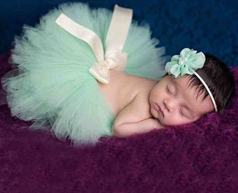 Pörröinen täysi vauvan tutuhame ja pääpantasetti, vastasyntyneet tutus-pikkutytöt valokuvaus rekvisiitta prinsessa vaatteita