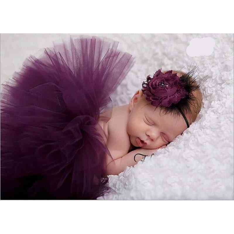 Vauva tyttö tutu hame ja kukka pääpanta valokuvaus pörröinen hame, vastasyntynyt prinsessa jouluhame 0-6 kuukautta vauva