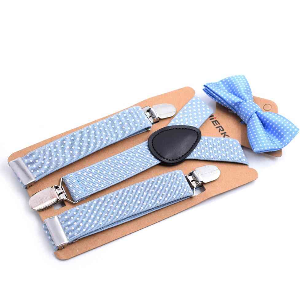 Girl / Boy Polka Dot Suspender Clip With Bow Tie Set