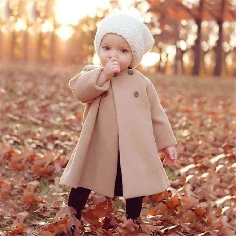 Winter mode wollen jas voor meisjes herfst jas- warme lange bovenkleding kinderen winddicht pasgeboren baby jassen - zoals getoond-771 / 6m