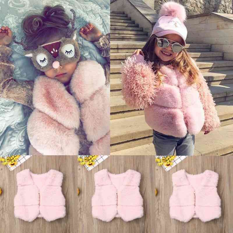 Autunno inverno bambina gilet finto gilet bambino giacca calda capispalla cappotto top vestiti - rosa / 3 m