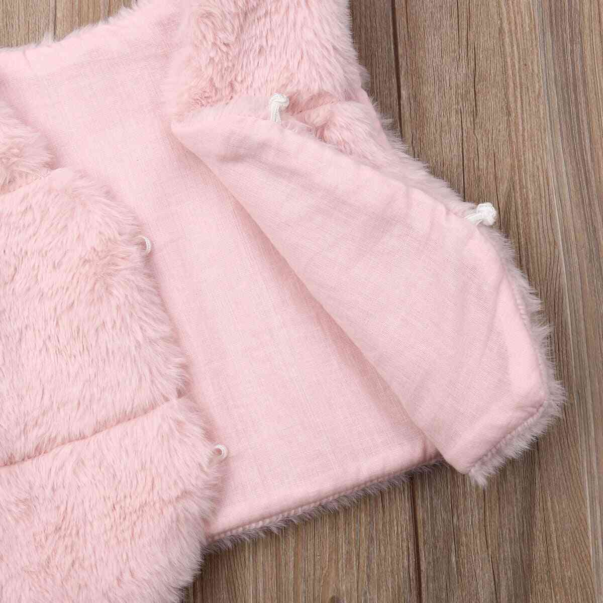 Outono inverno bebê menina colete falso colete criança jaqueta quente outwear casaco tops roupas - rosa / 3m