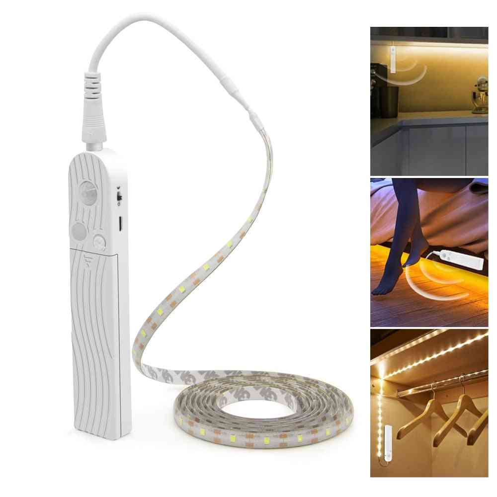 LED-skåp ljusrörelsesensor, i 1m 2m 3m under säng trappa garderobstejp 5v USB-ledd