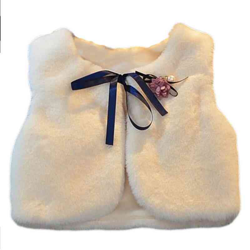Baby meisje vest, peuter kinderen nepbont bloem vesten-kinderen kerst winter vest warme jas, baby jas meisje uitloper