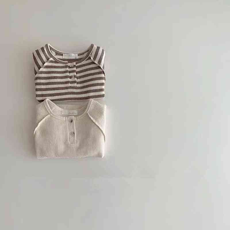Striped Infant Boys Blouse, Brief Toddler Girls Base Shirt With  Long Sleeve