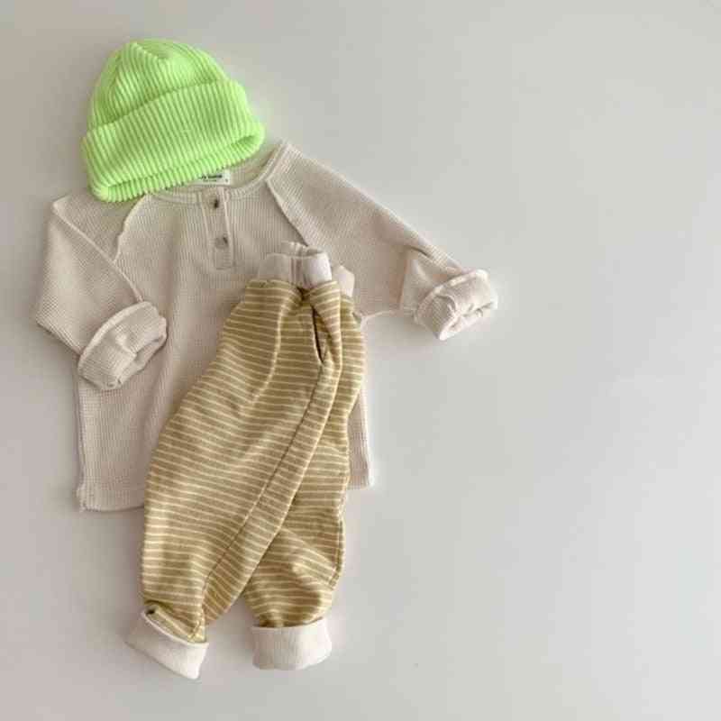 Ropa de bebé milancel, blusa a rayas para niños pequeños, camisa básica breve para niñas pequeñas, camisetas de manga larga para bebés