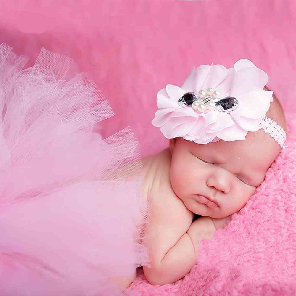 красива бебешка туту пола с цветна лента за глава мода новородено снимка опора