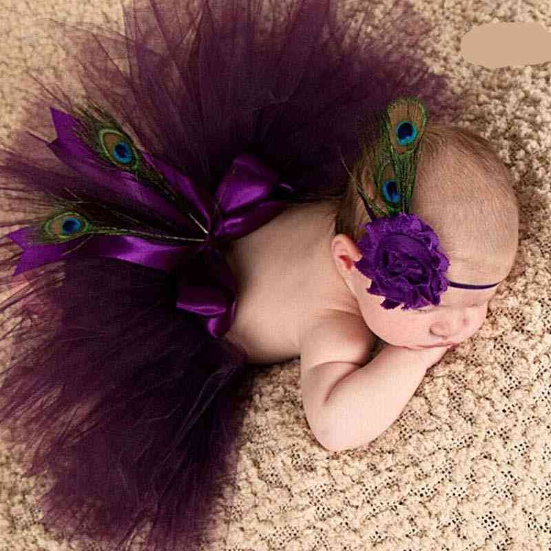красива бебешка туту пола с цветна лента за глава мода новородено снимка опора