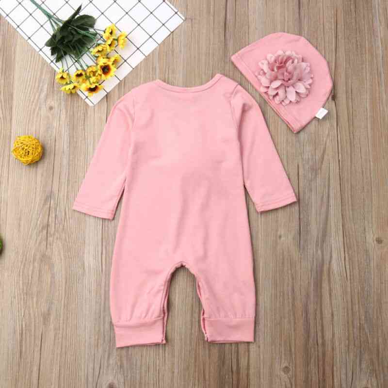Neugeborene Kleidung Baby Mädchen Langarm Strampler rosa Blumen Overall Bodysuit Kleinkind Hut setzt Kleidung
