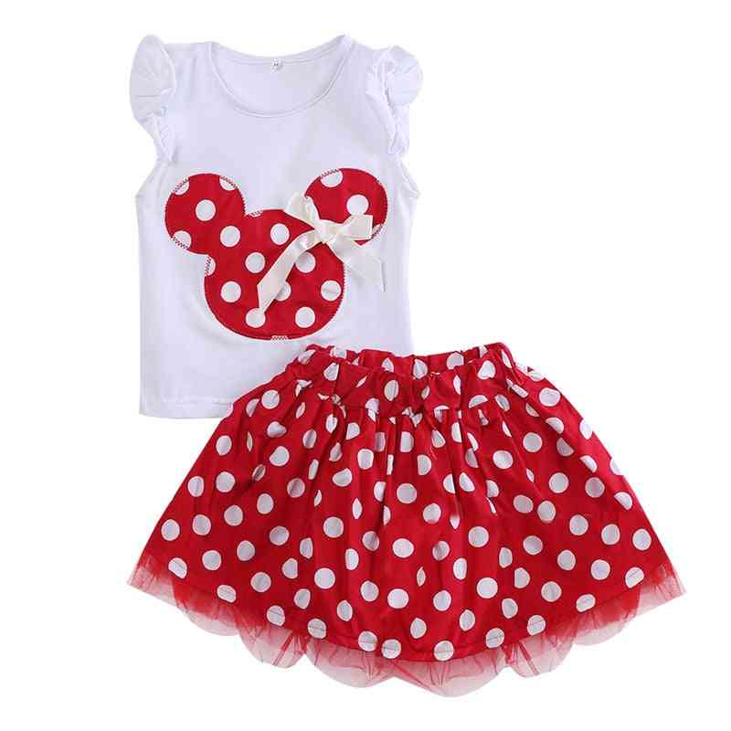 Mini Mouse And Polka Dot Pattern Short Sleeve T-shirt And Skirt